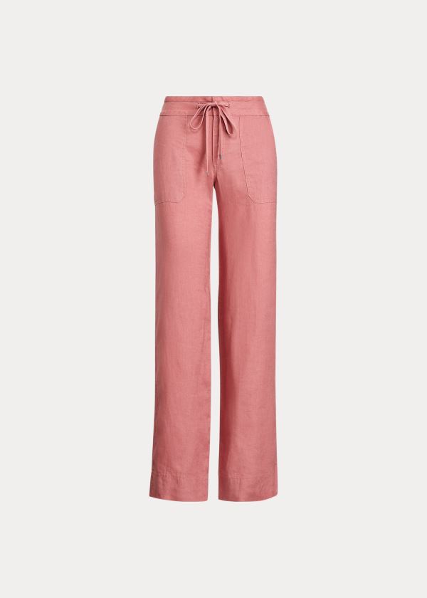 Pantalones Ralph Lauren Mujer Coral - Linen Wide-Leg - KQXRN4571